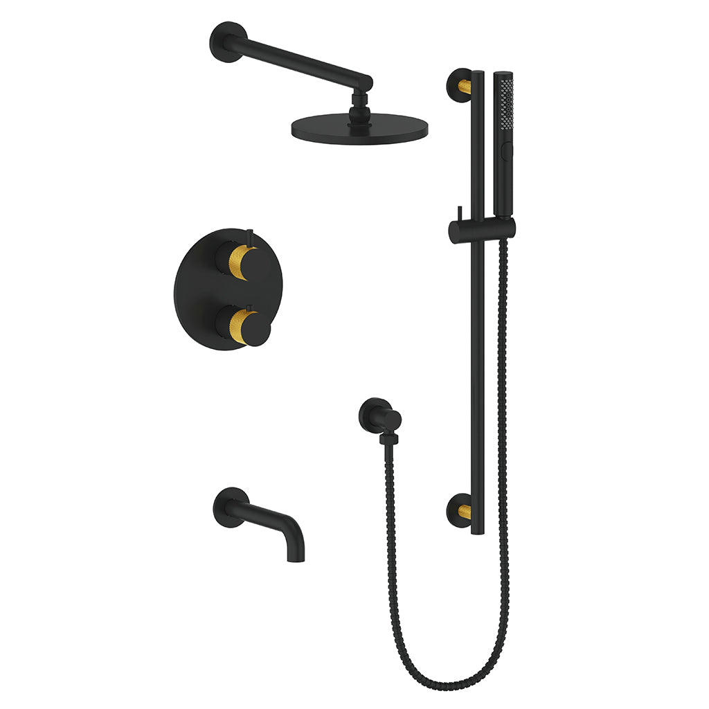 Vogt Drava Trim for 3-Way TH Shower Kit - Brushed Gold/Matte Black