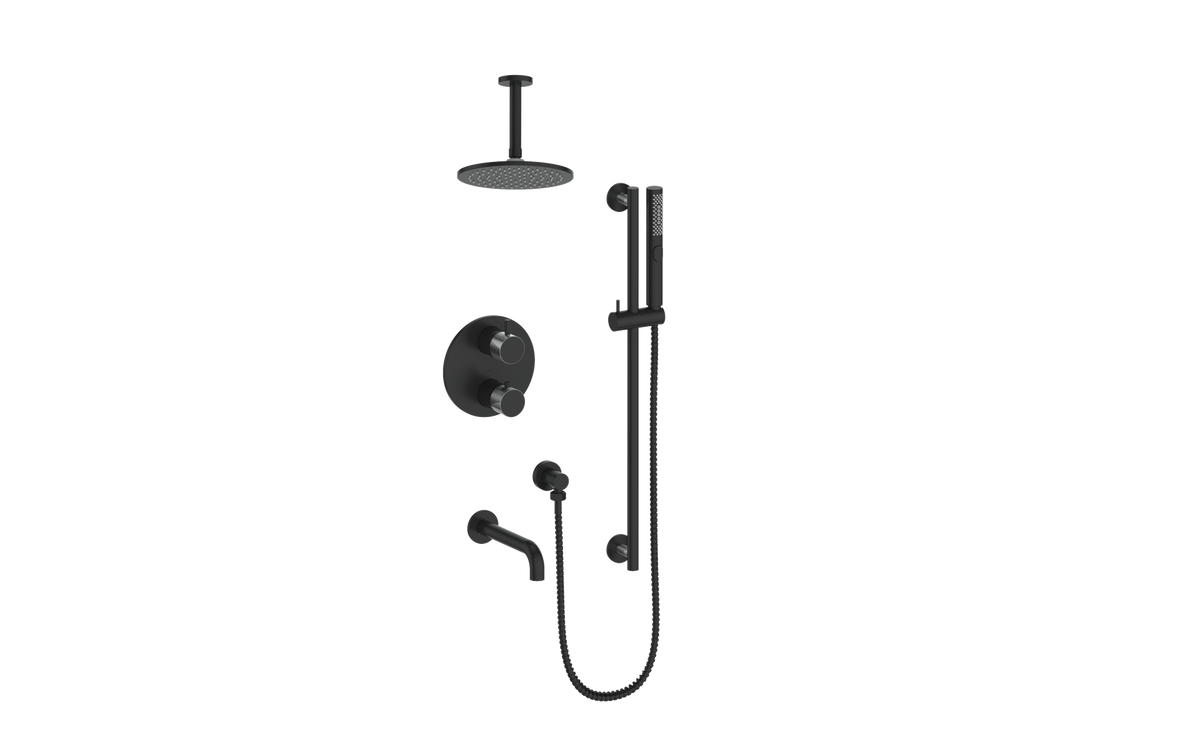 Vogt Drava Trim for 3-Way TH Shower Kit with 6" Ceiling Arm - Chrome/Matte Black