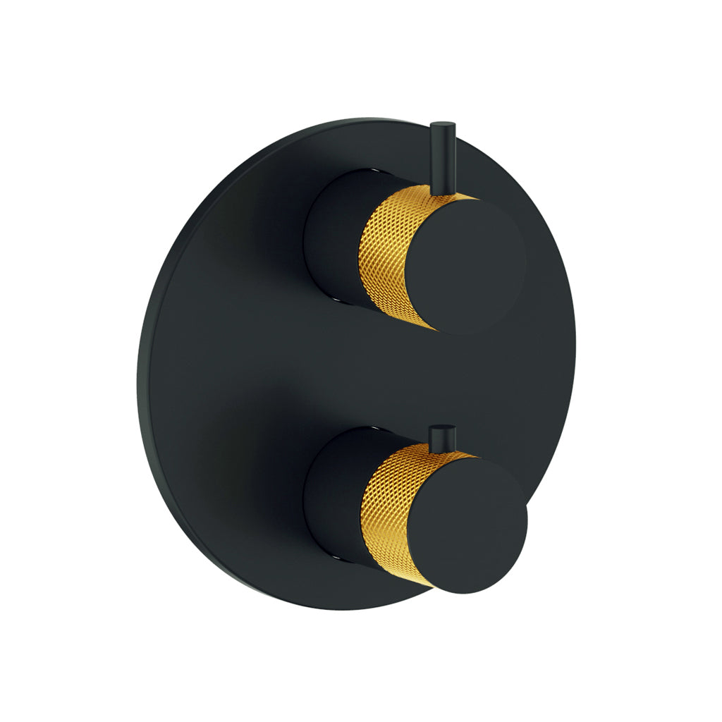 Vogt Drava Trim for 3-Way TH Valve - Brushed Gold/Matte Black