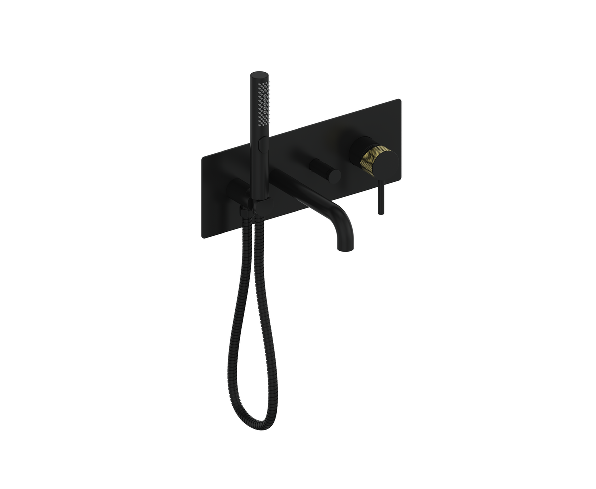 Vogt Drava Trim for Wall Mount Tub Filler - Brushed Gold/Matte Black