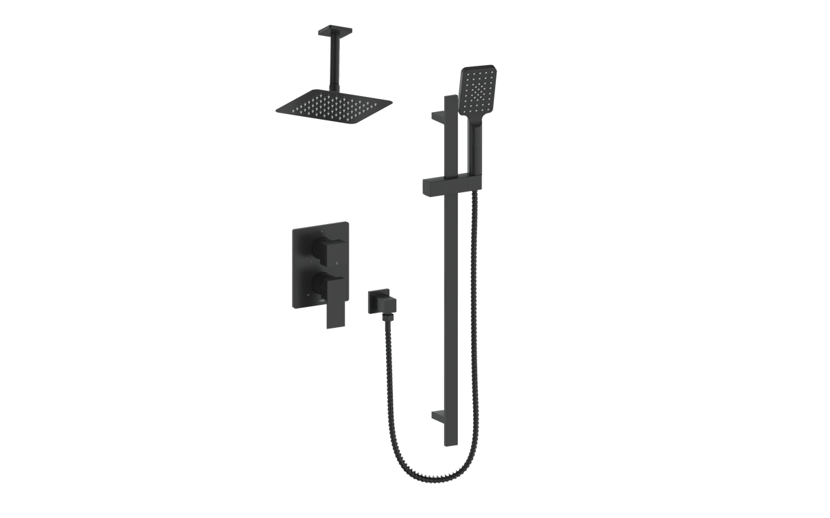 Vogt Kapfenberg 2-Way PB Shower Kit with 6" Ceiling Arm - Matte Black