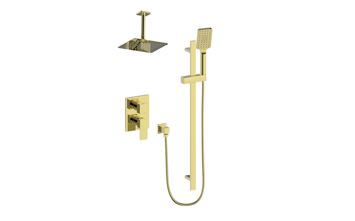 Vogt Kapfenberg 2-Way PB Shower Kit with 6" Ceiling Arm - Brushed Gold