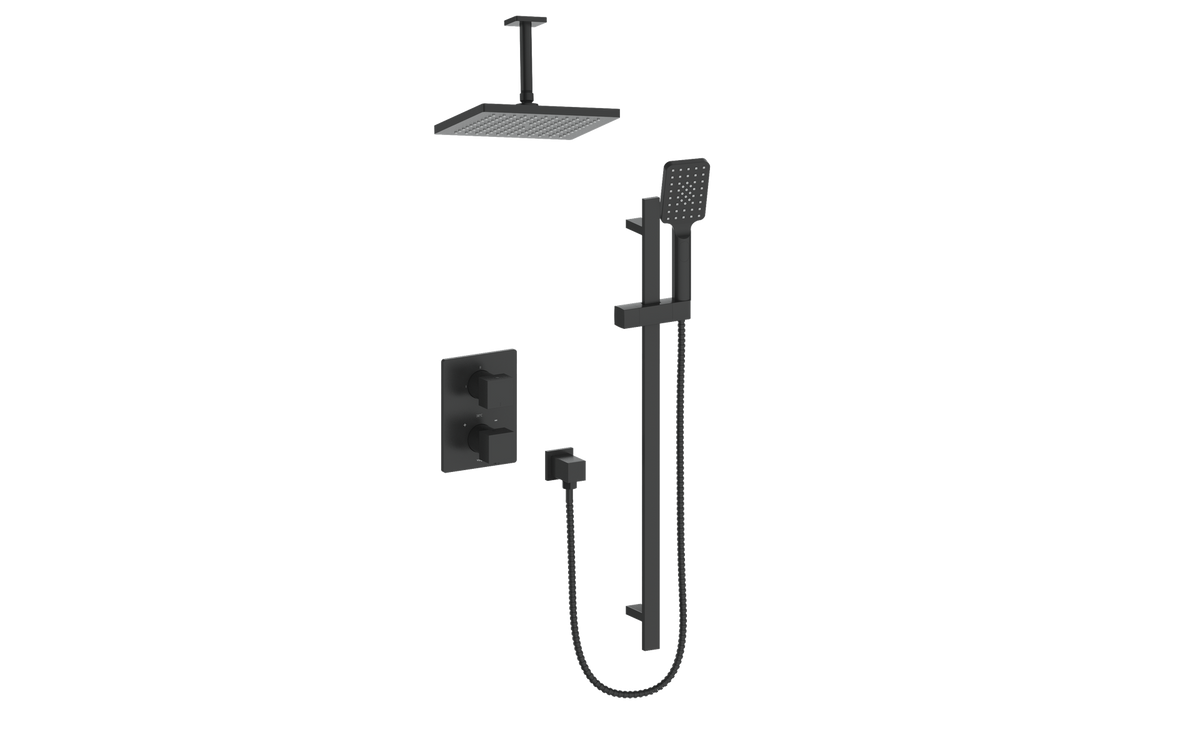 Vogt Kapfenberg 2-Way TH Shower Kit with 6" Ceiling Arm - Matte Black