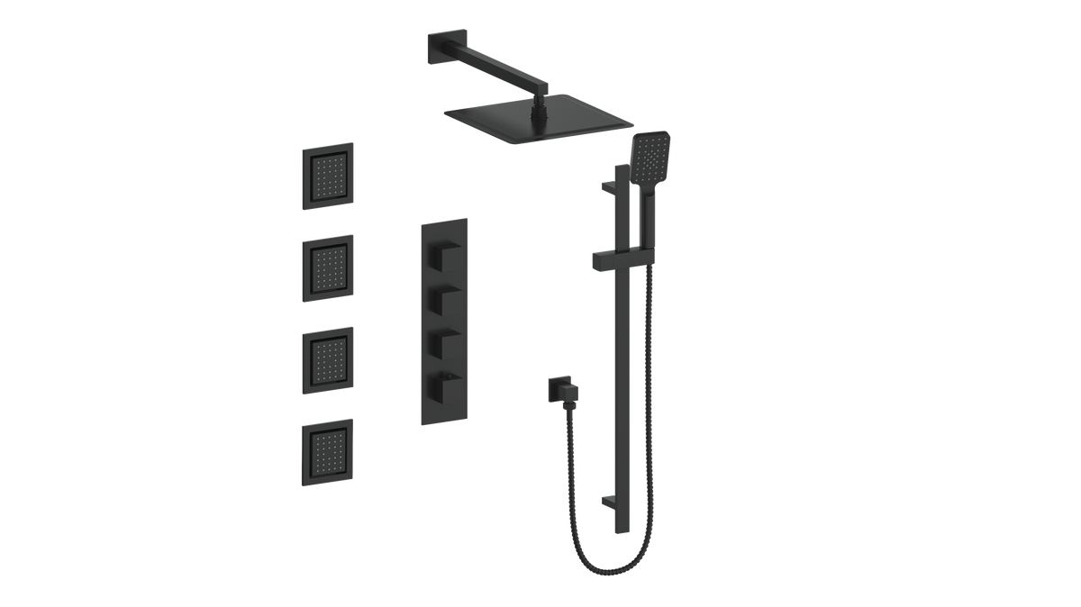 Vogt Kapfenberg 3/4" High-Flow TH Shower Kit with Body Jets - Matte Black
