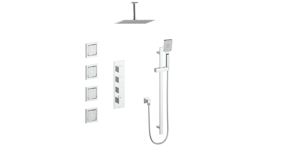 Vogt Kapfenberg 3/4" High-Flow TH Shower Kit with Body Jets and 6" Ceiling Arm - Chrome