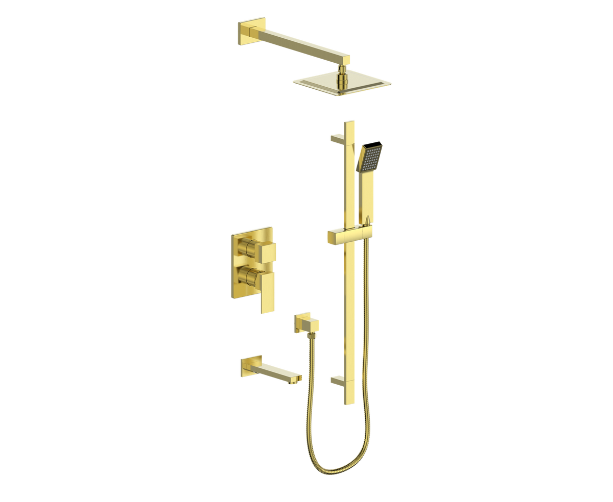 Vogt Kapfenberg 3-Way PB Shower Kit - Brushed Gold
