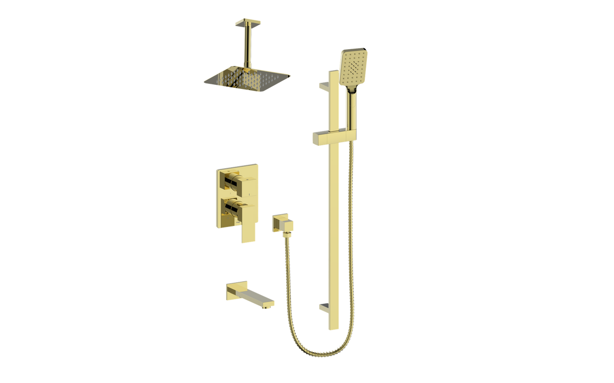 Vogt Kapfenberg 3-Way PB Shower Kit with 6" Ceiling Arm - Brushed Gold