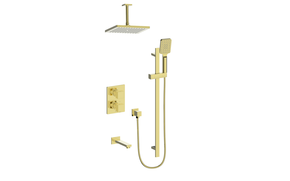 Vogt Kapfenberg 3-Way TH Shower Kit with 6" Ceiling Arm - Brushed Gold