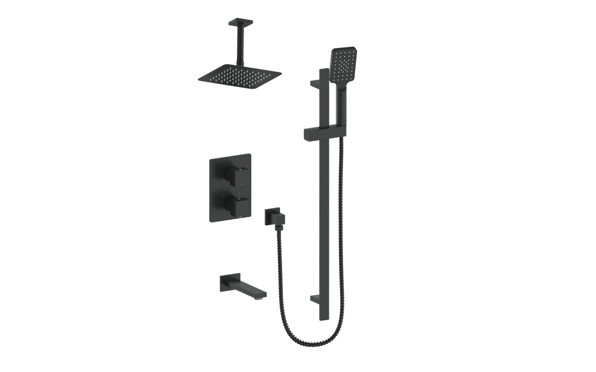 Vogt Kapfenberg 3-Way TH Shower Kit with 6" Ceiling Arm - Matte Black