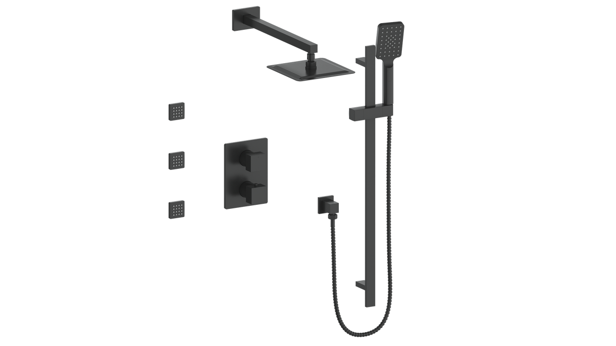 Vogt Kapfenberg 3-Way TH Shower Kit with Body Jets - Matte Black