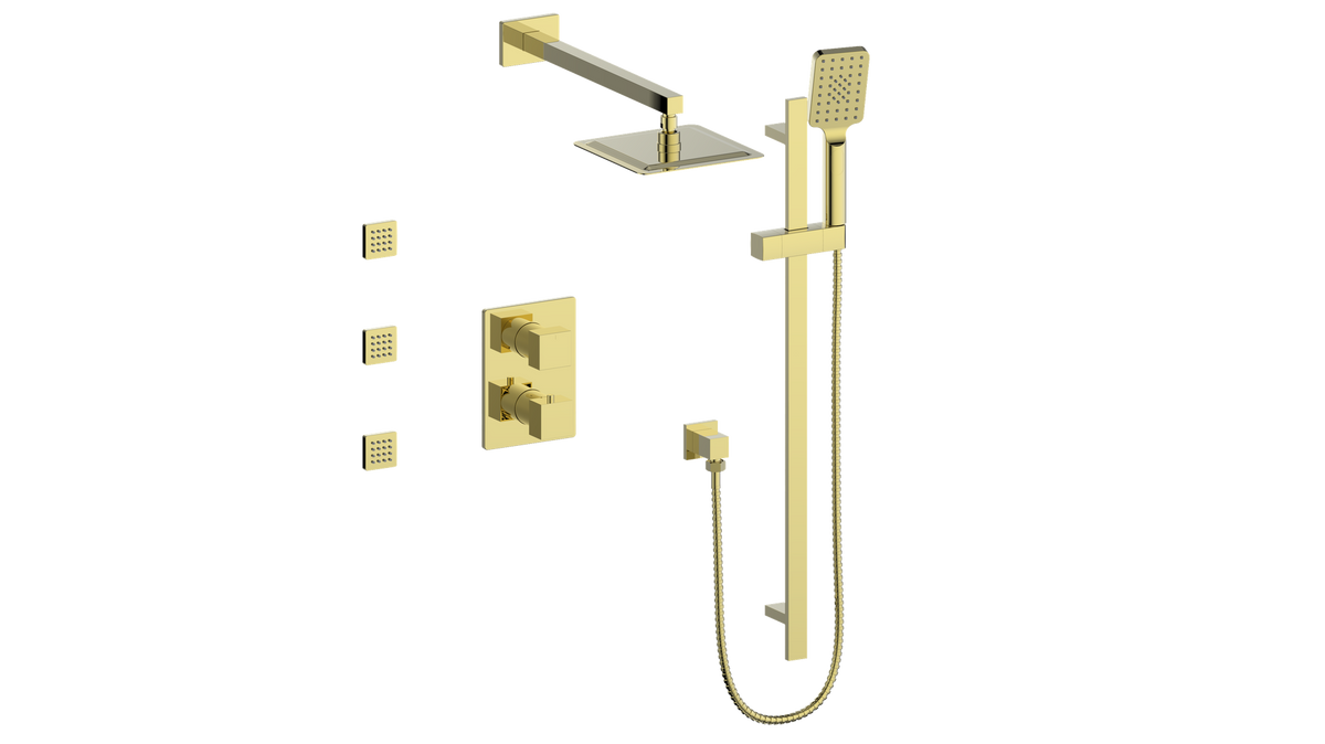 Vogt Kapfenberg 3-Way TH Shower Kit with Body Jets - Brushed Gold