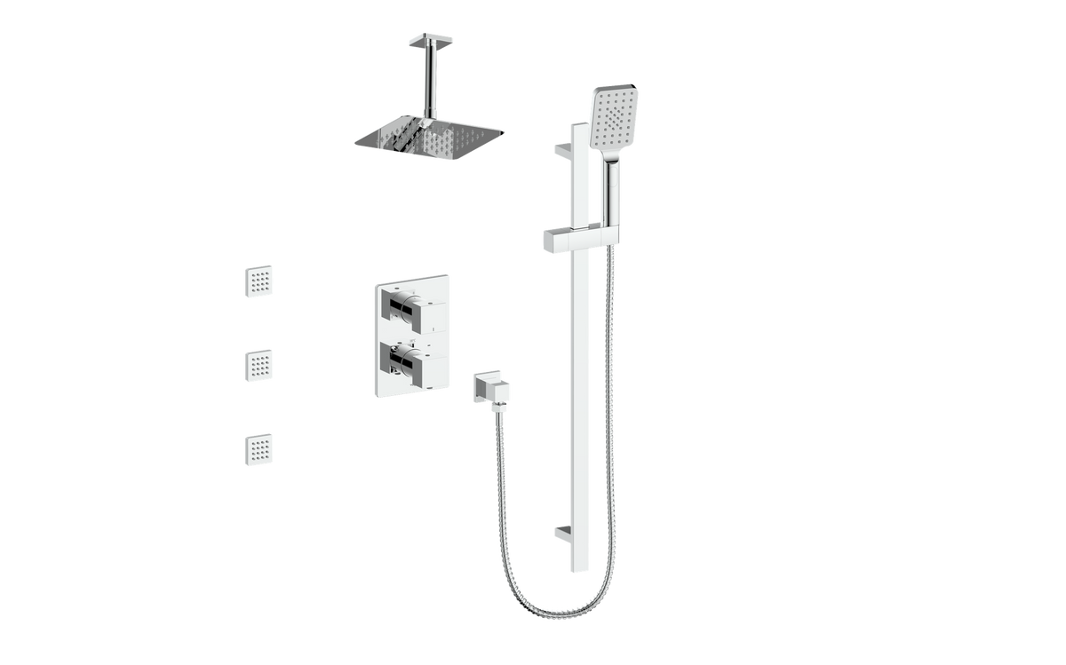 Vogt Kapfenberg 3-Way TH Shower Kit with Body Jets and 6" Ceiling Arm - Chrome