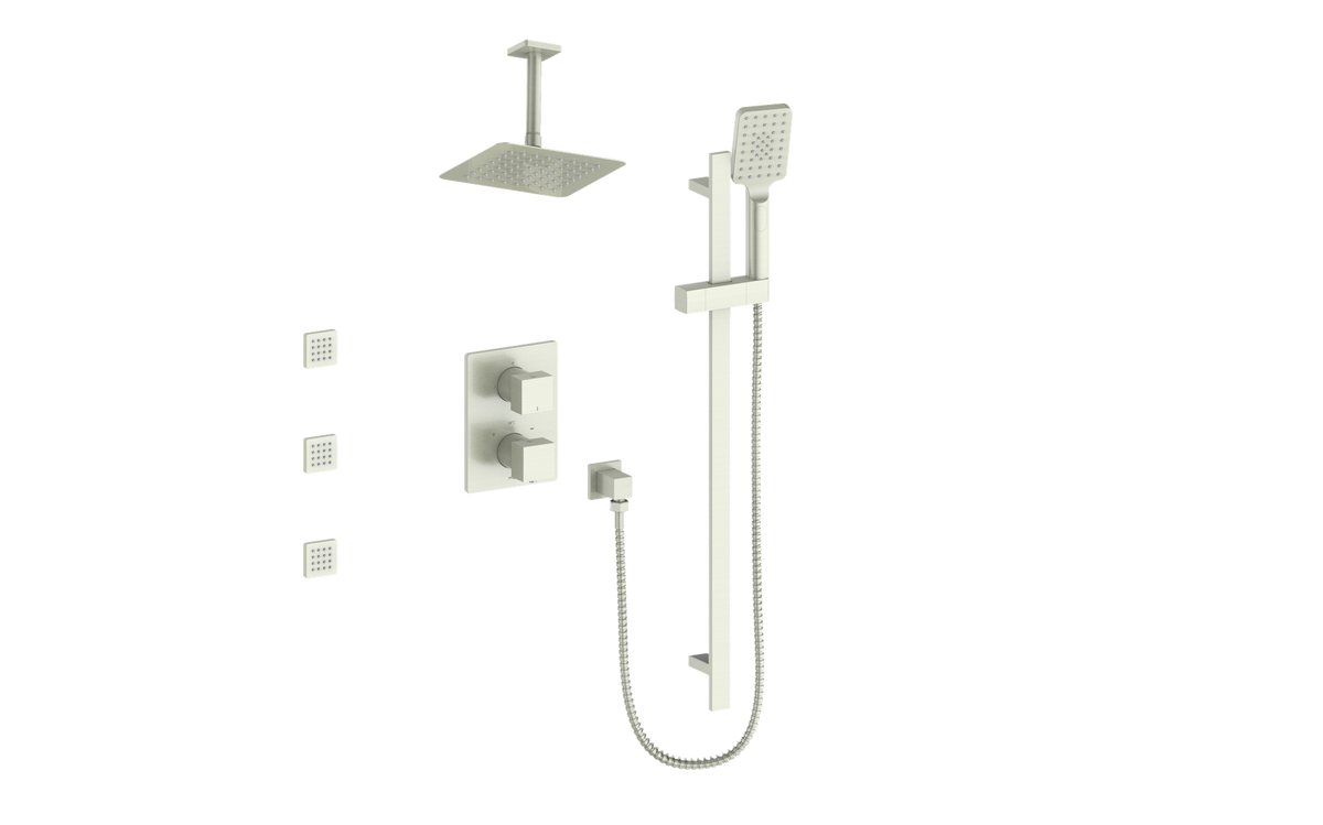 Vogt Kapfenberg 3-Way TH Shower Kit with Body Jets and 6" Ceiling Arm - Brushed Nickel