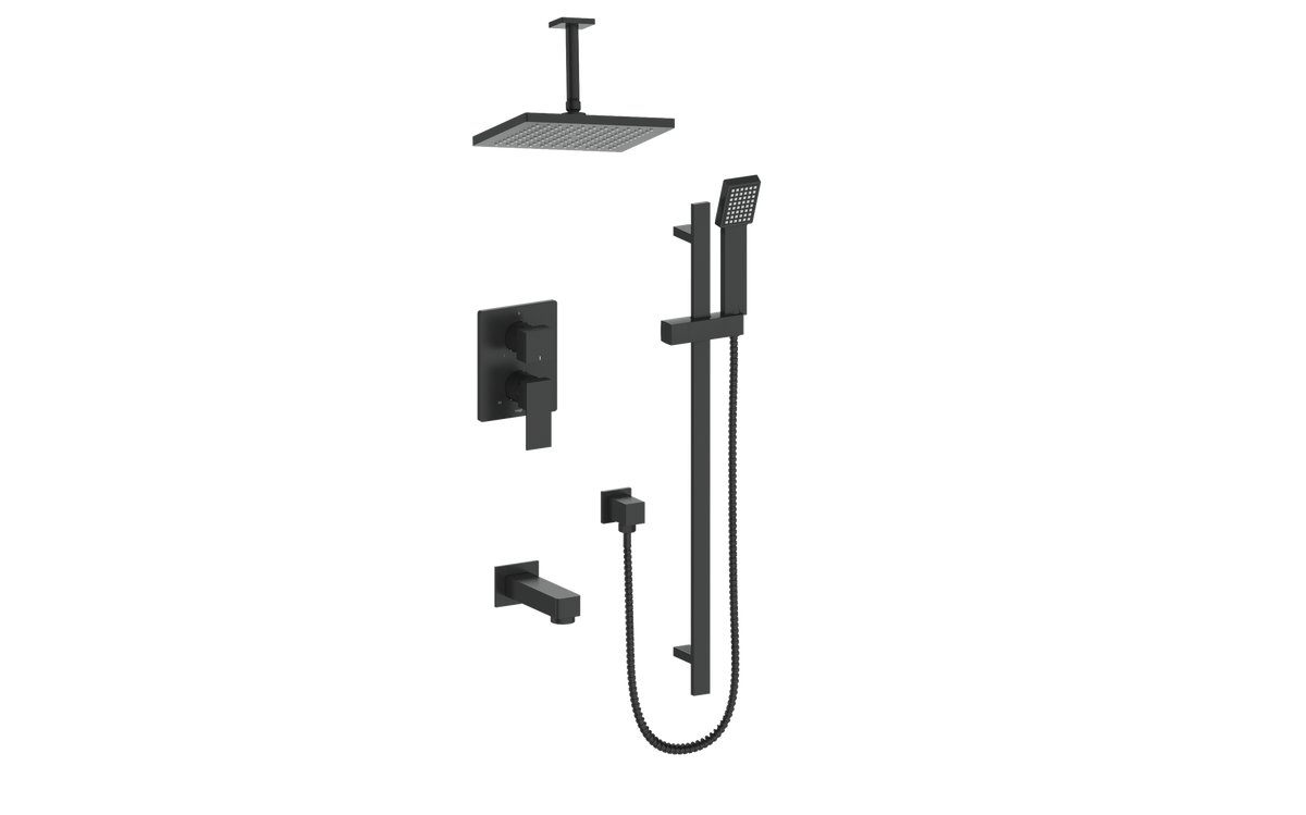 Vogt Kapfenberg Trim for 3-Way PB Shower Kit with 6" Ceiling Arm - Matte Black