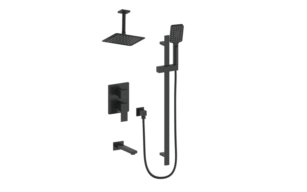 Vogt Kapfenberg Trim for 3-Way PB Shower Kit with 6" Ceiling Arm - Matte Black