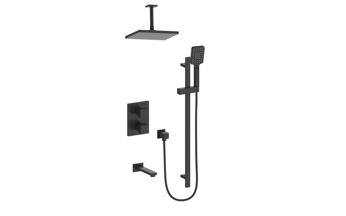 Vogt Kapfenberg Trim for 3-Way TH Shower Kit with 6" Ceiling Arm - Matte Black