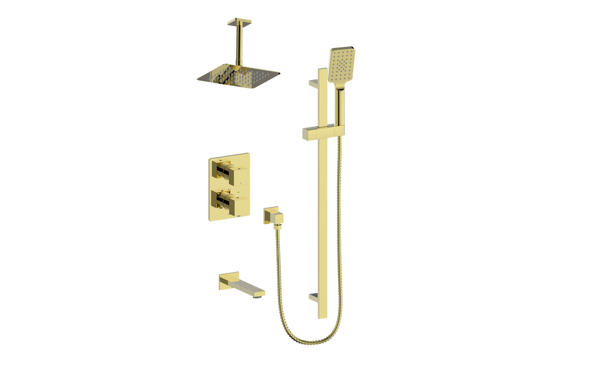 Vogt Kapfenberg Trim for 3-Way TH Shower Kit with 6" Ceiling Arm - Brushed Gold