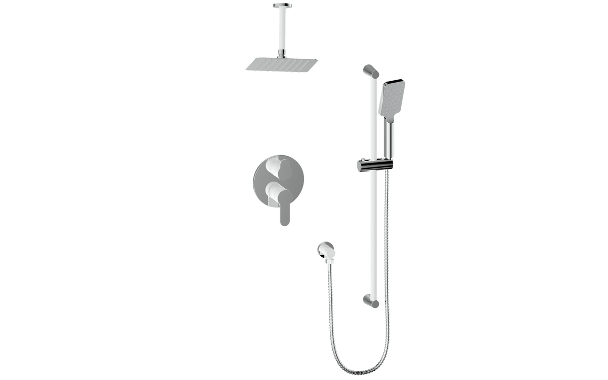 Vogt Lusten 2-Way PB Shower Kit with 6" Ceiling Arm - Chrome/Glossy White