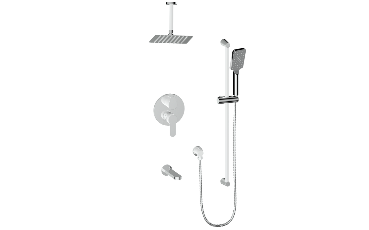 Vogt Lusten 3-Way PB Shower Kit with 6" Ceiling Arm - Chrome/Glossy White