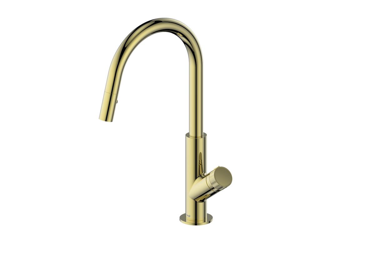 Vogt Mond 16" Kitchen Faucet - Moon Handle (M1) / Brushed Gold