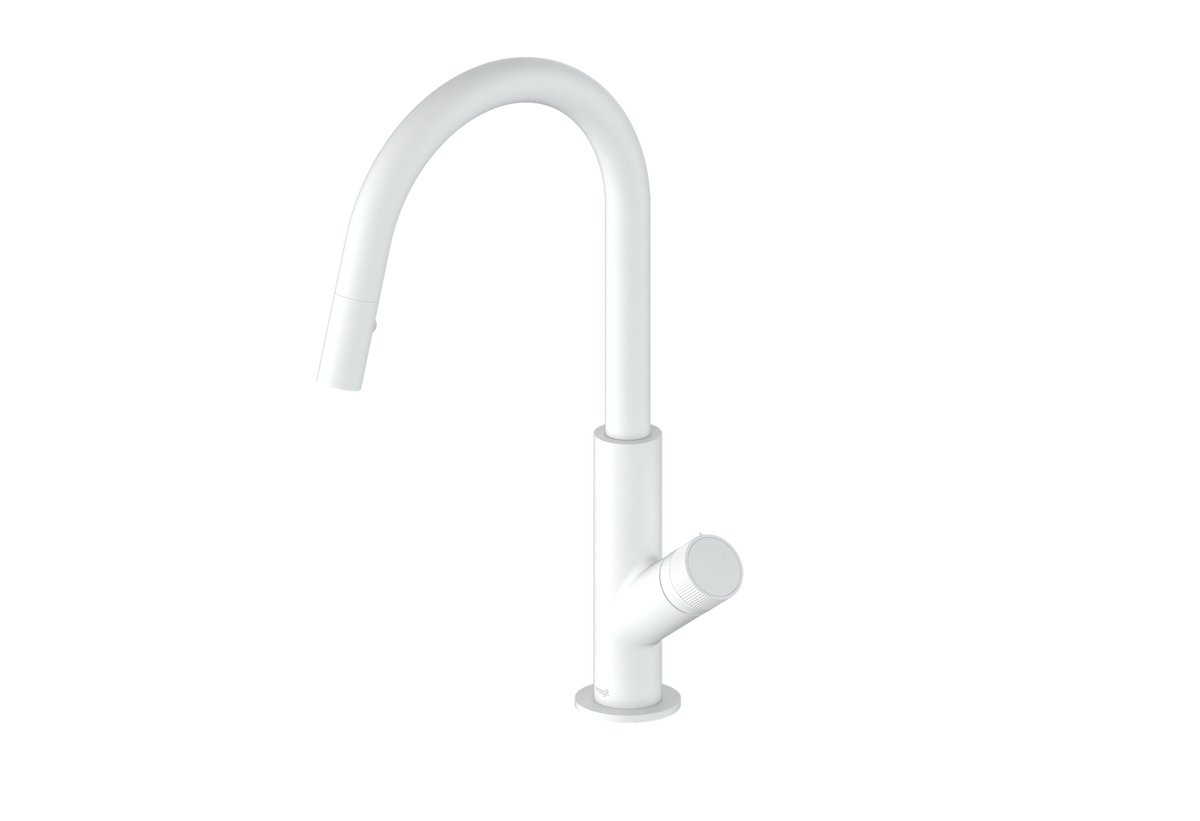Vogt Mond 16" Kitchen Faucet - Moon Handle (M1) / Matte White