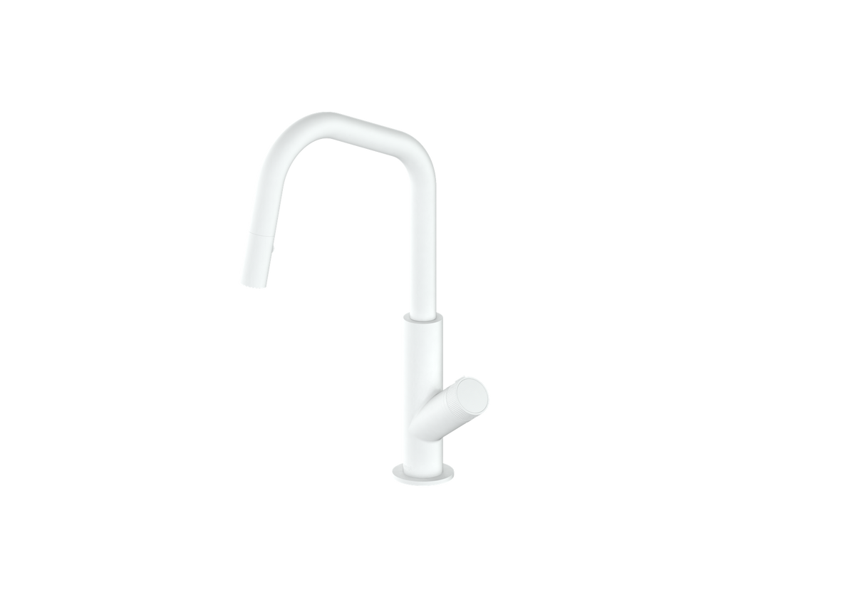 Vogt Mond 16" Kitchen Faucet - Crescent Handle (M2) / Matte White