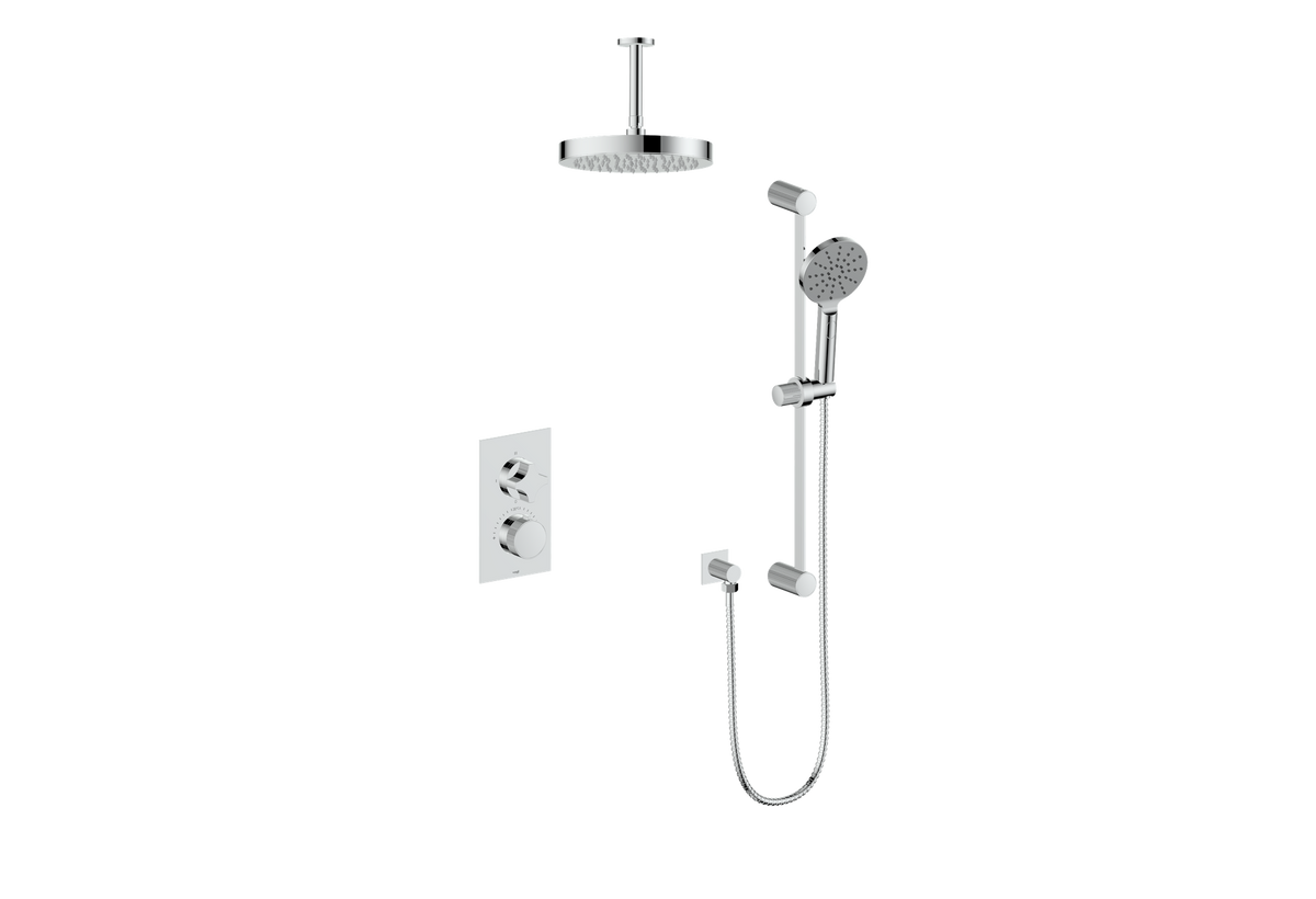 Vogt Mond 2-Way TH Shower Kit with 6" Ceiling Arm - Crescent Handle (M2) / Chrome