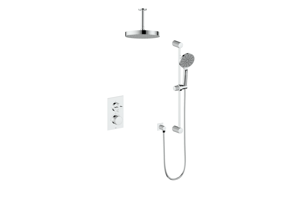 Vogt Mond 2-Way TH Shower Kit with 6" Ceiling Arm - Cross Handle (M3) / Chrome