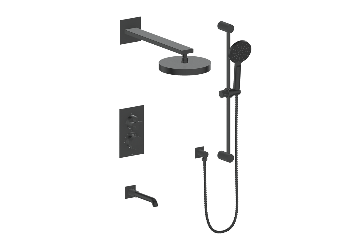 Vogt Mond 3-Way TH Shower Kit - Cross Handle (M3) / Matte Black