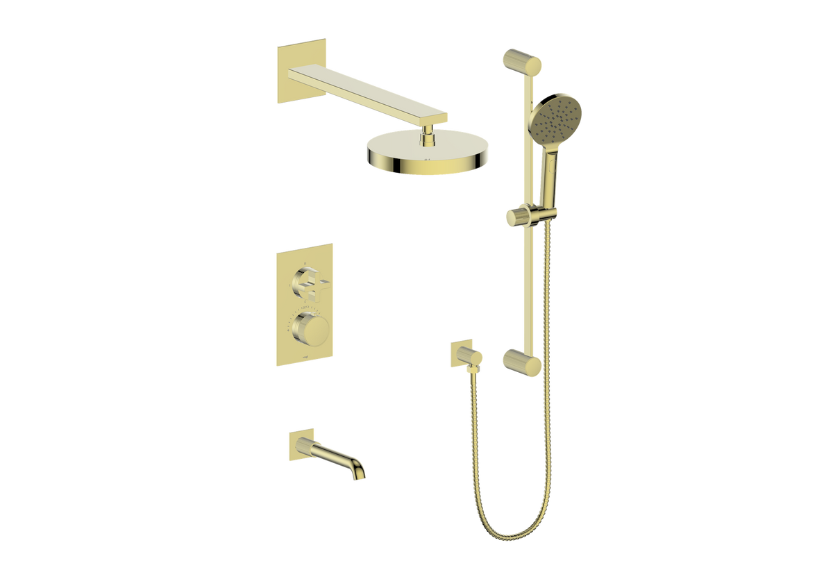Vogt Mond 3-Way TH Shower Kit - Cross Handle (M3) / Brushed Gold