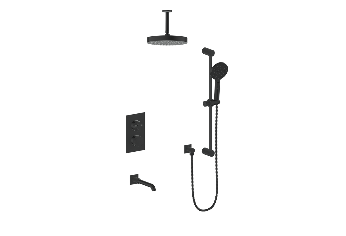 Vogt Mond 3-Way TH Shower Kit with 6" Ceiling Arm - Cross Handle (M3) / Matte Black