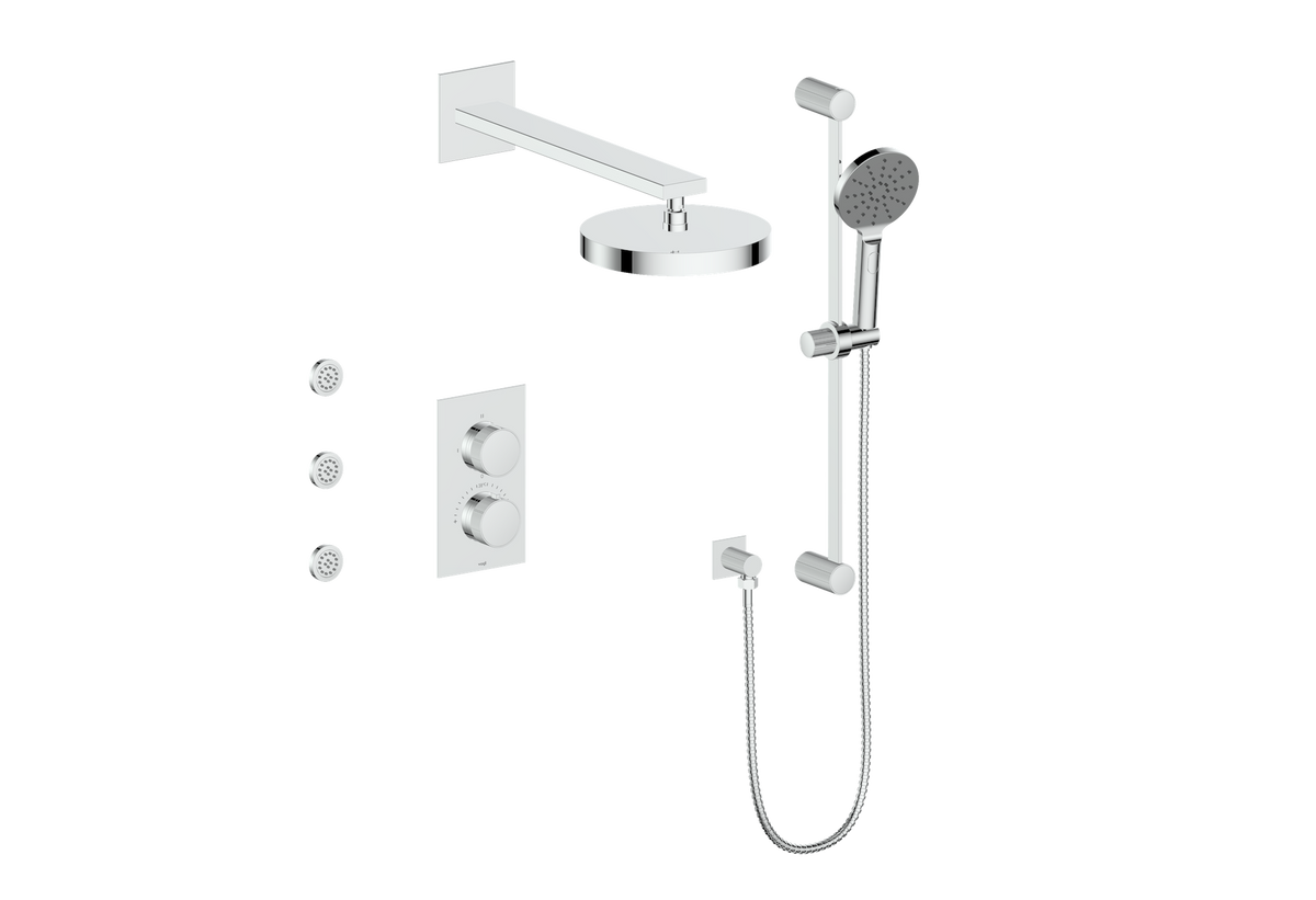 Vogt Mond 3-Way TH Shower Kit with Body Jets - Moon Handle (M1) / Chrome