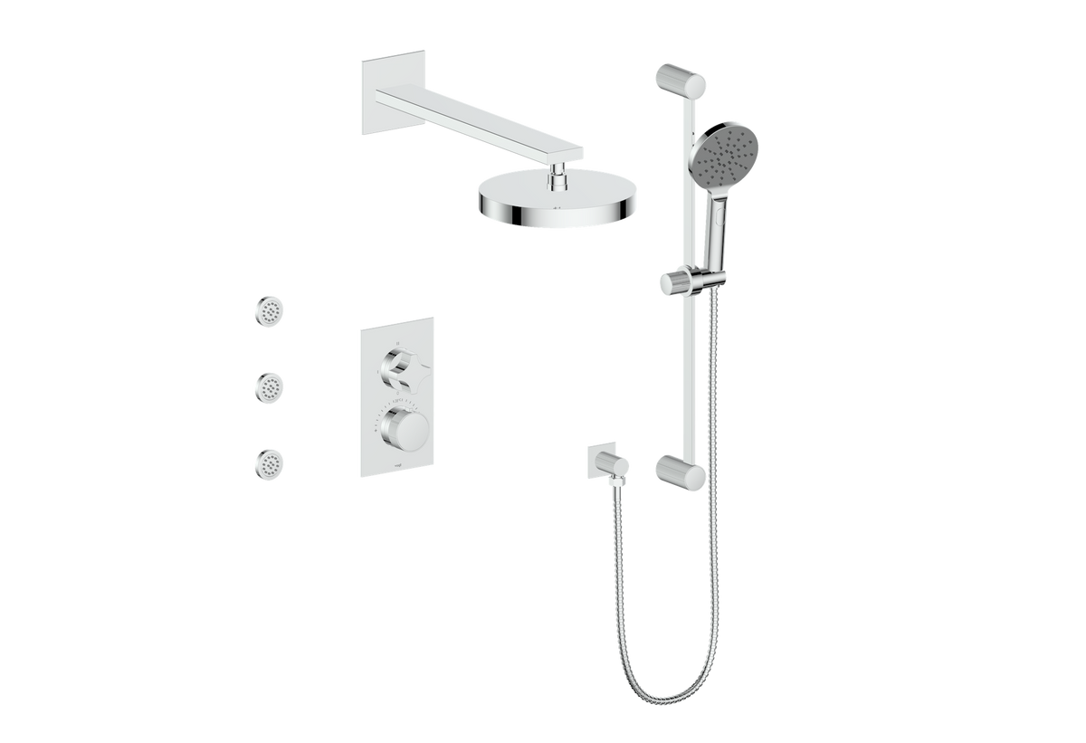 Vogt Mond 3-Way TH Shower Kit with Body Jets - Crescent Handle (M2) / Chrome