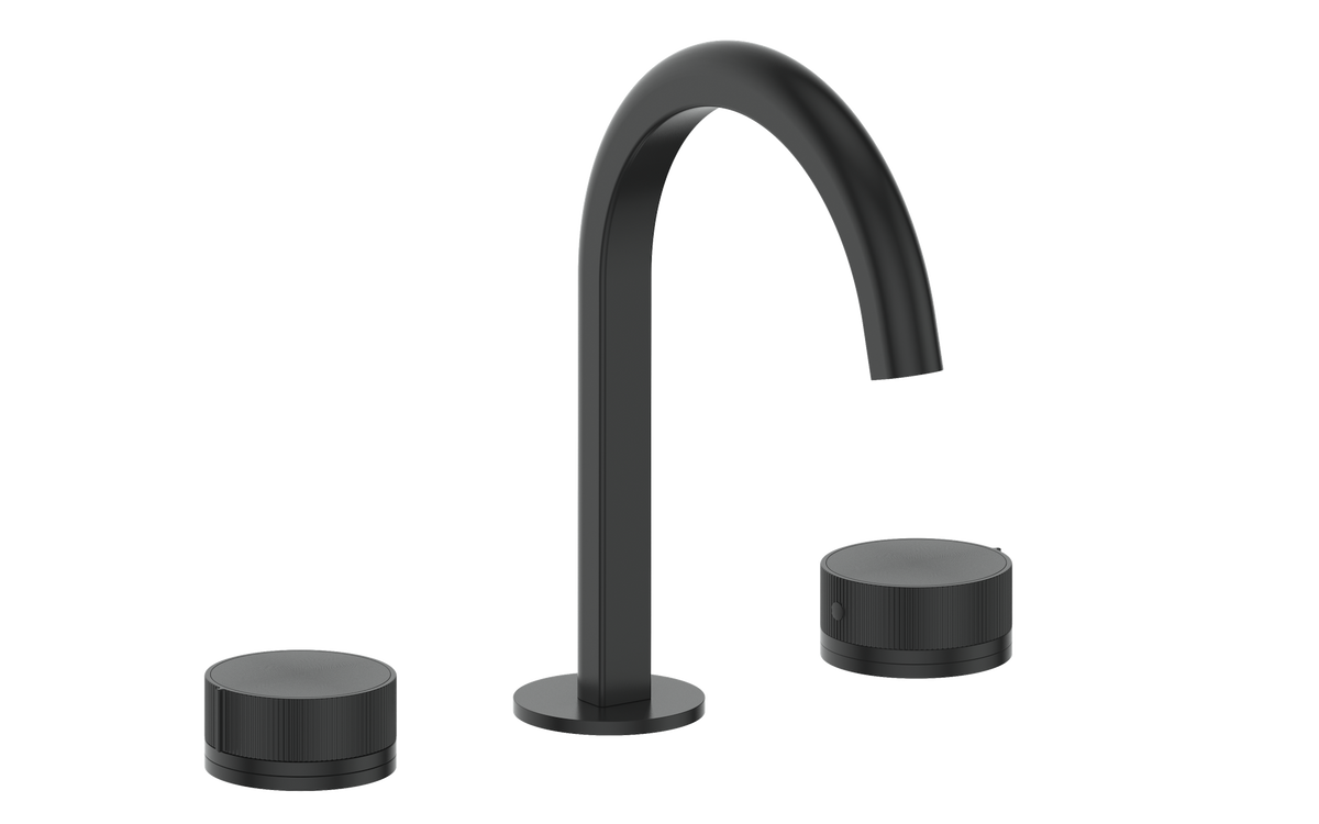 Vogt Mond 8" C.C. Lavatory Faucet with Pop-up Drain - Moon Handle (M1) / Matte Black