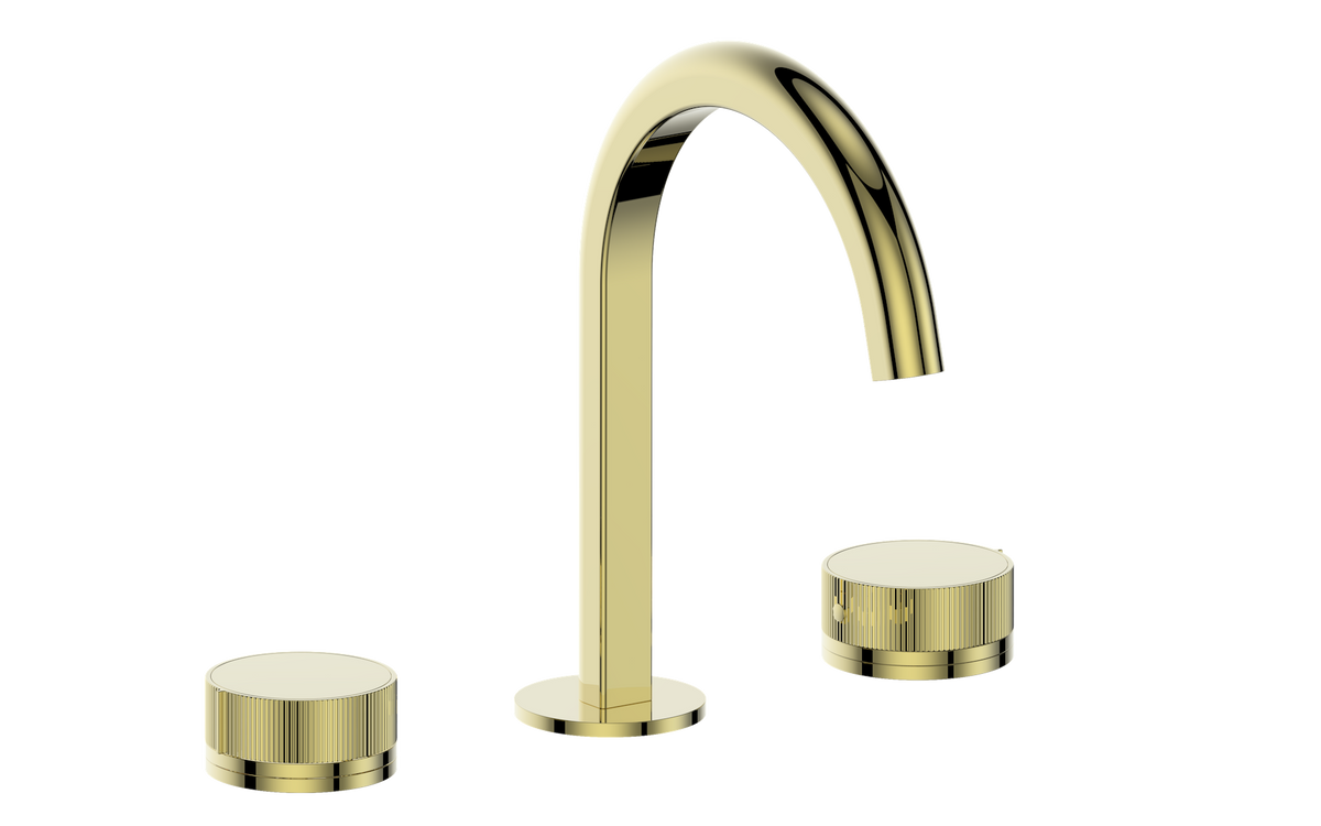 Vogt Mond 8" C.C. Lavatory Faucet with Pop-up Drain - Moon Handle (M1) / Brushed Gold