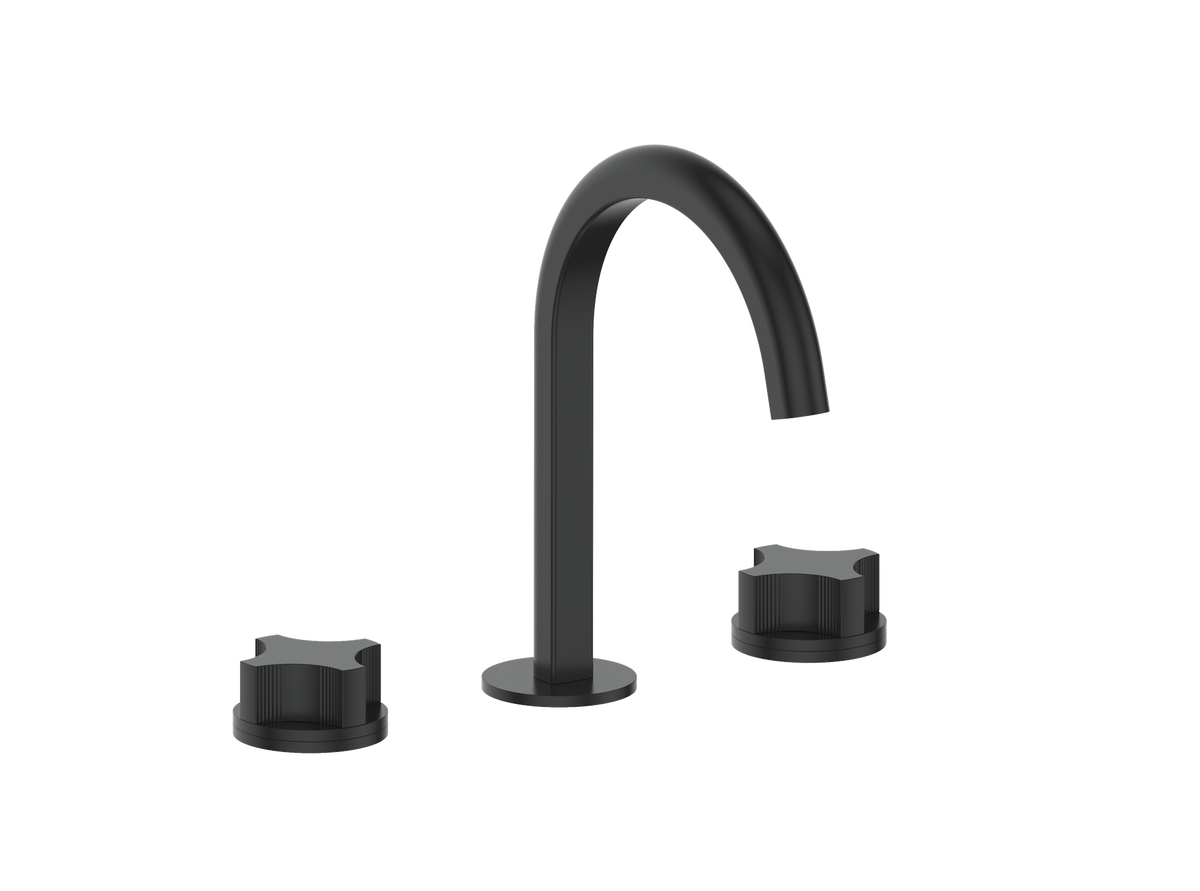 Vogt Mond 8" C.C. Lavatory Faucet with Pop-up Drain - Crescent Handle (M2) / Matte Black