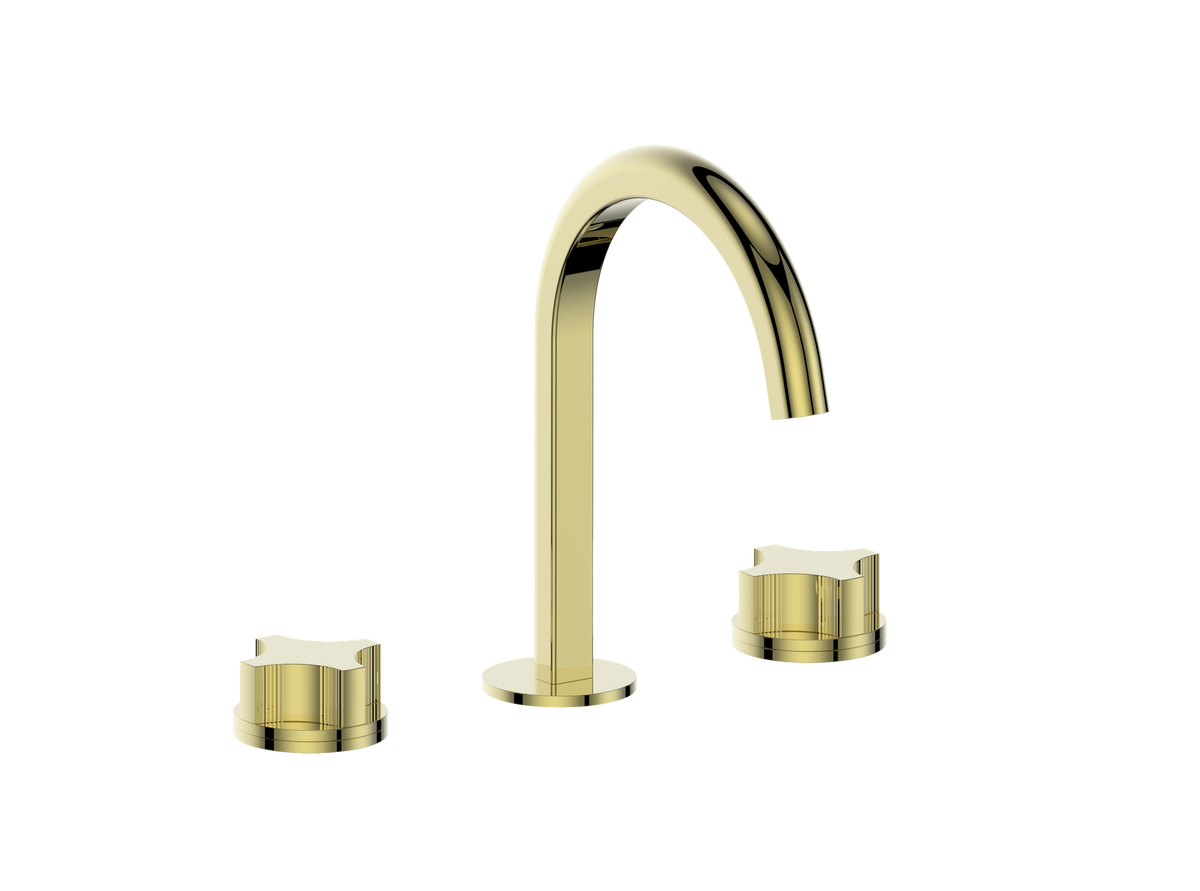 Vogt Mond 8" C.C. Lavatory Faucet with Pop-up Drain - Crescent Handle (M2) / Brushed Gold