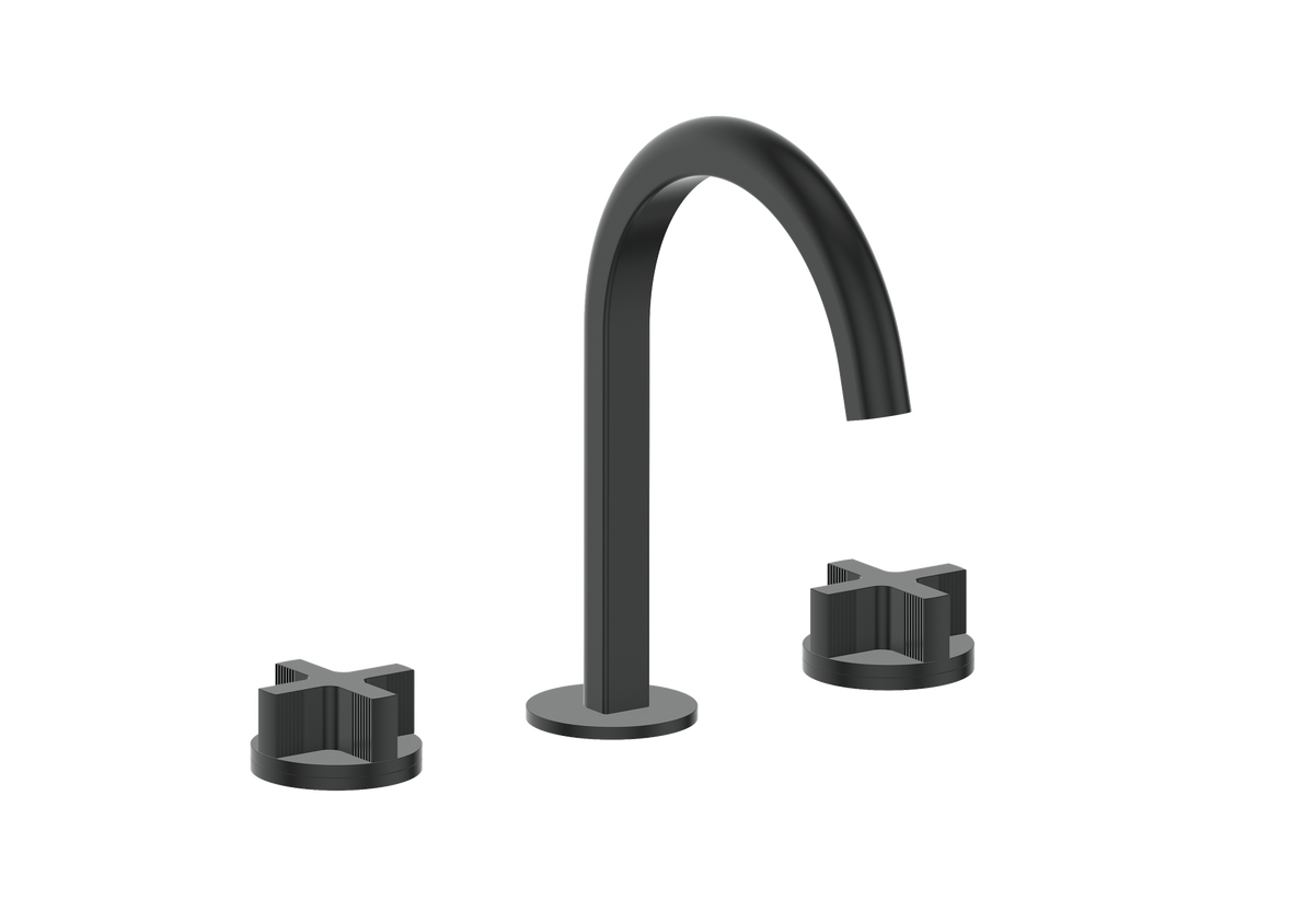 Vogt Mond 8" C.C. Lavatory Faucet with Pop-up Drain - Cross Handle (M3) / Matte Black