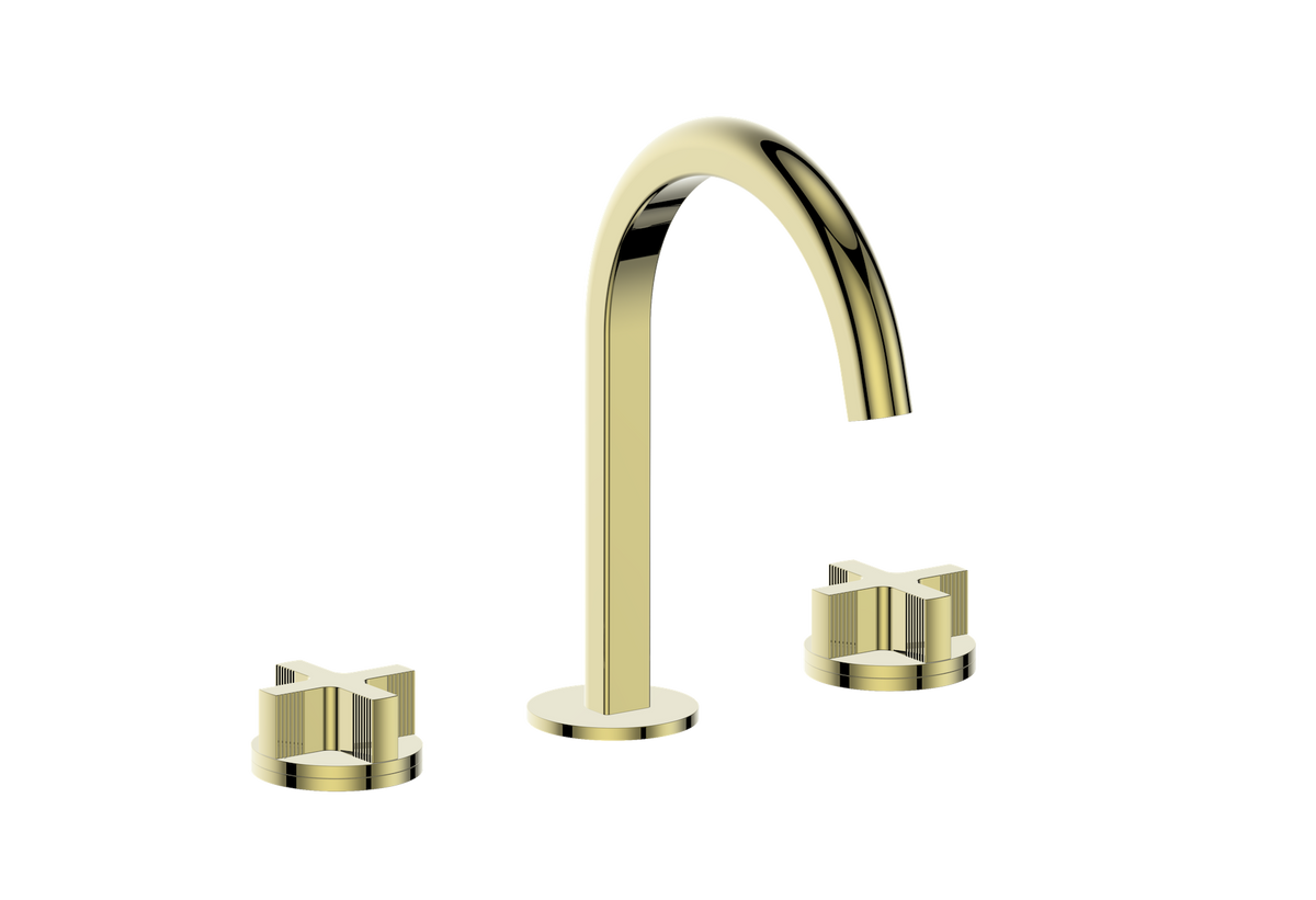 Vogt Mond 8" C.C. Lavatory Faucet with Pop-up Drain - Cross Handle (M3) / Brushed Gold