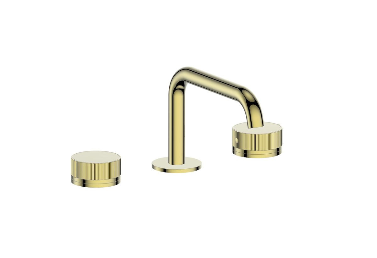Vogt Mond 8" C.C. Lavatory Faucet with Pop-up Drain - Moon Handle (M1) / Brushed Gold