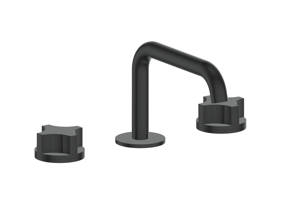 Vogt Mond 8" C.C. Lavatory Faucet with Pop-up Drain - Crescent Handle (M2) / Matte Black
