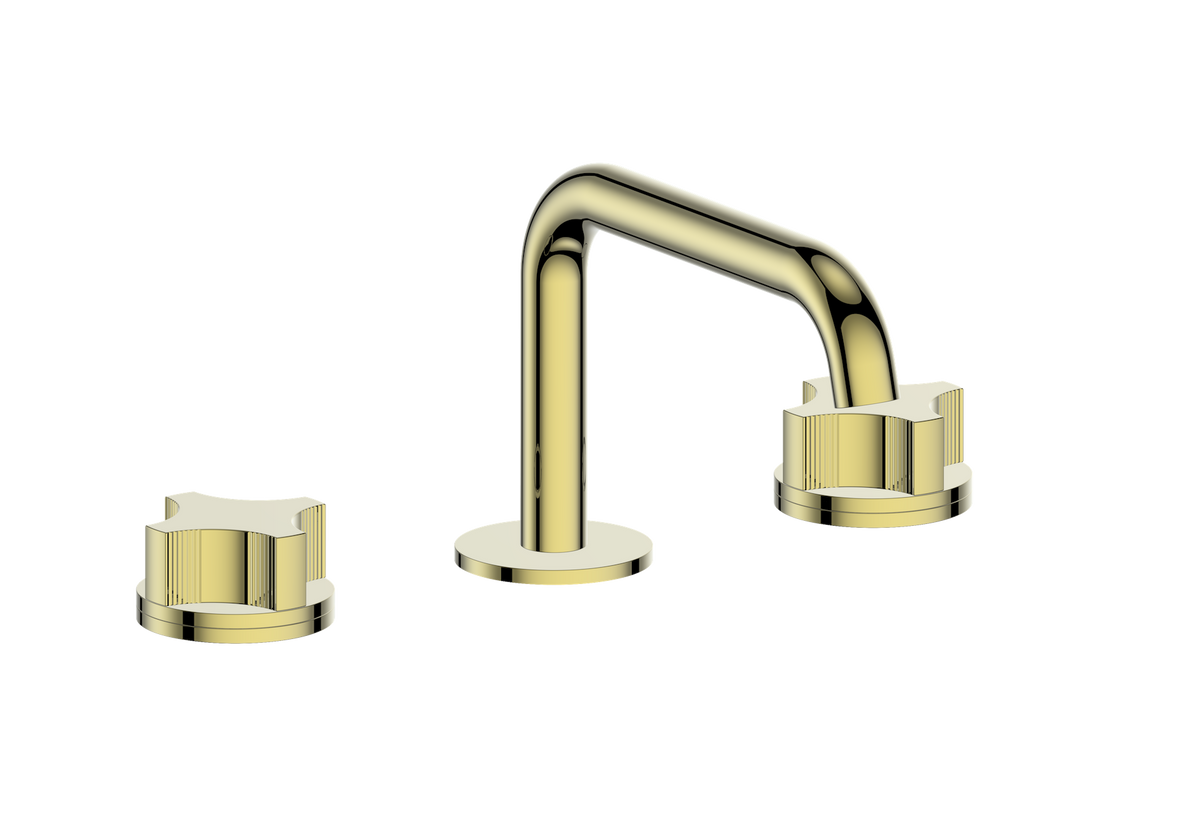 Vogt Mond 8" C.C. Lavatory Faucet with Pop-up Drain - Crescent Handle (M2) / Brushed Gold
