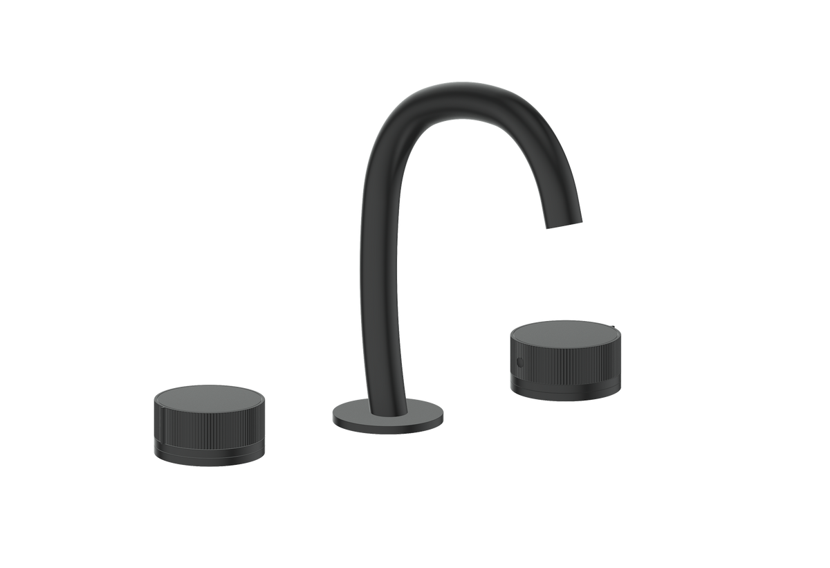 Vogt Mond 8" C.C. Lavatory Faucet with Pop-up Drain - Moon Handle (M1) / Matte Black