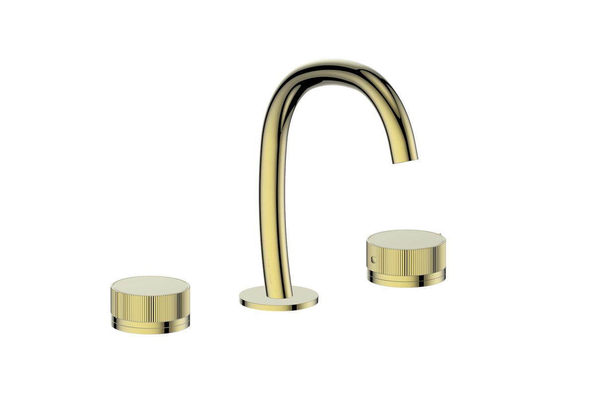 Vogt Mond 8" C.C. Lavatory Faucet with Pop-up Drain - Moon Handle (M1) / Brushed Gold