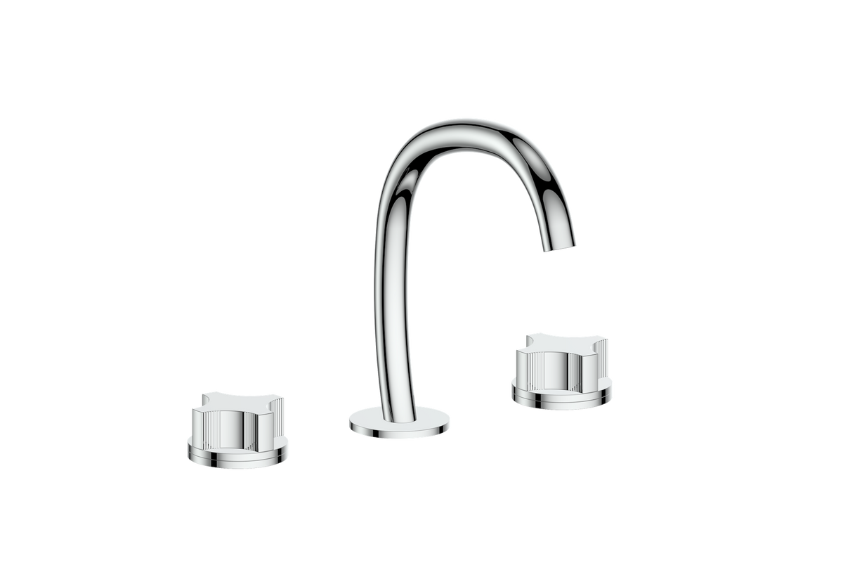 Vogt Mond 8" C.C. Lavatory Faucet with Pop-up Drain - Crescent Handle (M2) / Chrome