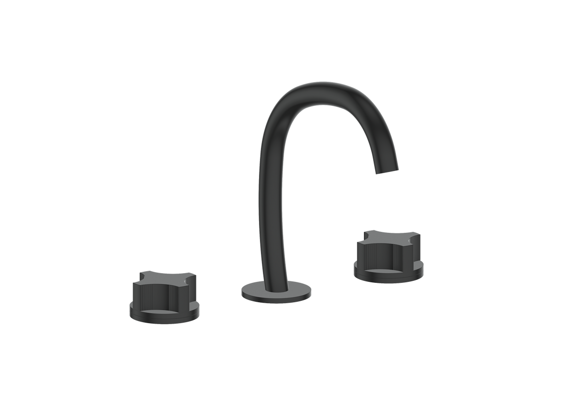 Vogt Mond 8" C.C. Lavatory Faucet with Pop-up Drain - Crescent Handle (M2) / Matte Black