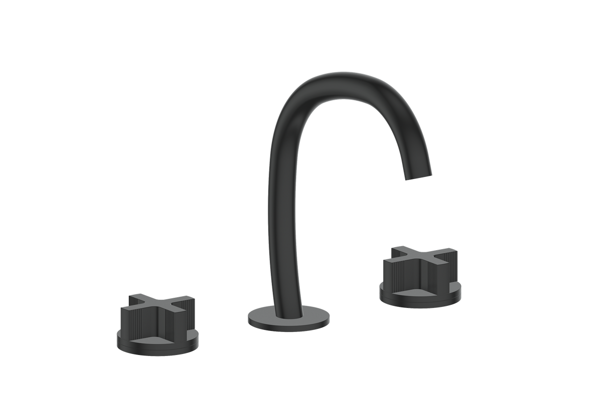 Vogt Mond 8" C.C. Lavatory Faucet with Pop-up Drain - Cross Handle (M3) / Matte Black