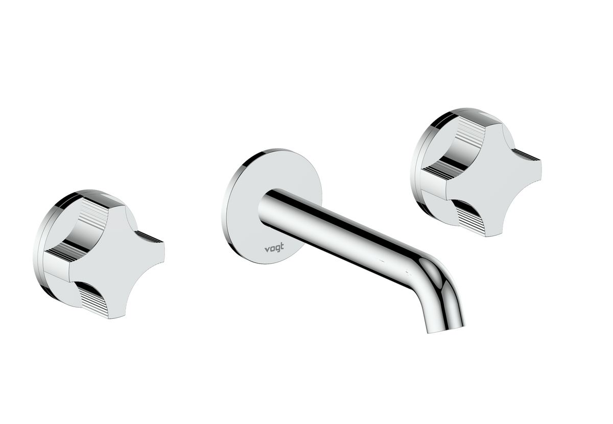 Vogt Mond 8" C.C. Wall Mount Lavatory Faucet - Crescent Handle (M2) / Chrome