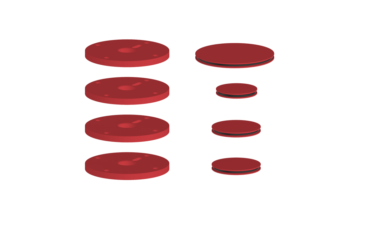Vogt Mond Accent Pieces for 3/4" Shower Set with Cross/Crescent Handles - Tango Red