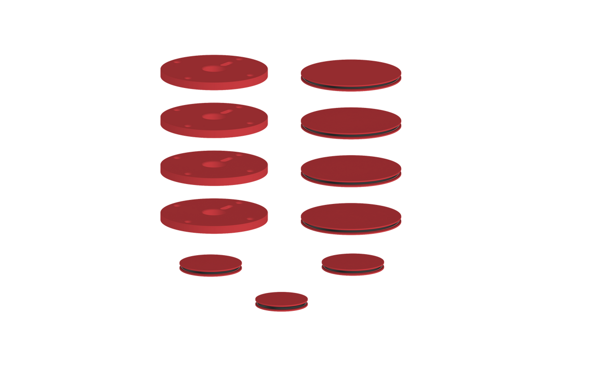 Vogt Mond Accent Pieces for 3/4" Shower Set with Moon Handles - Tango Red